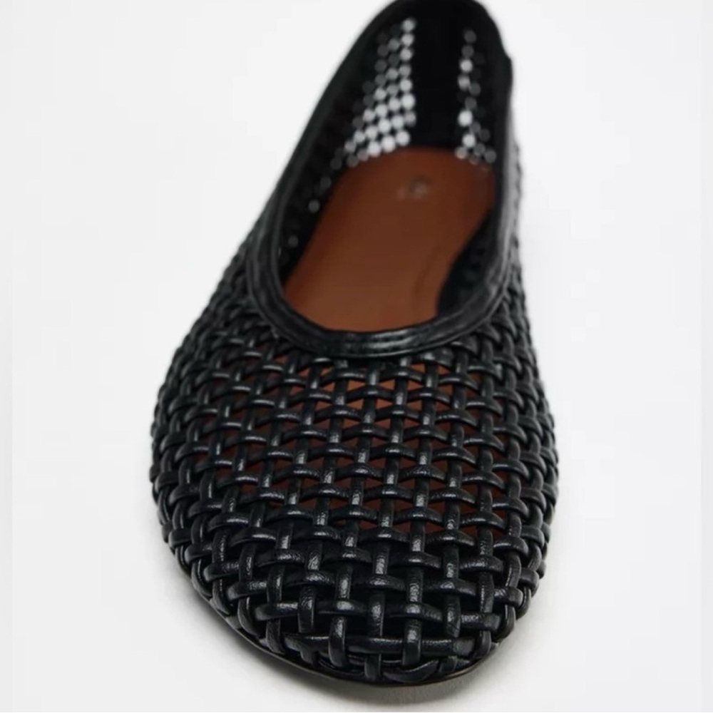 Zara Woven Ballet Flats - Black, Size 42 - Picture 2 of 6